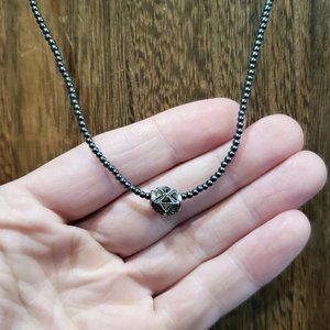 18 Inch 925 Sterling Silver Unique Marcasite Pendant And Hematite Chain Necklace
